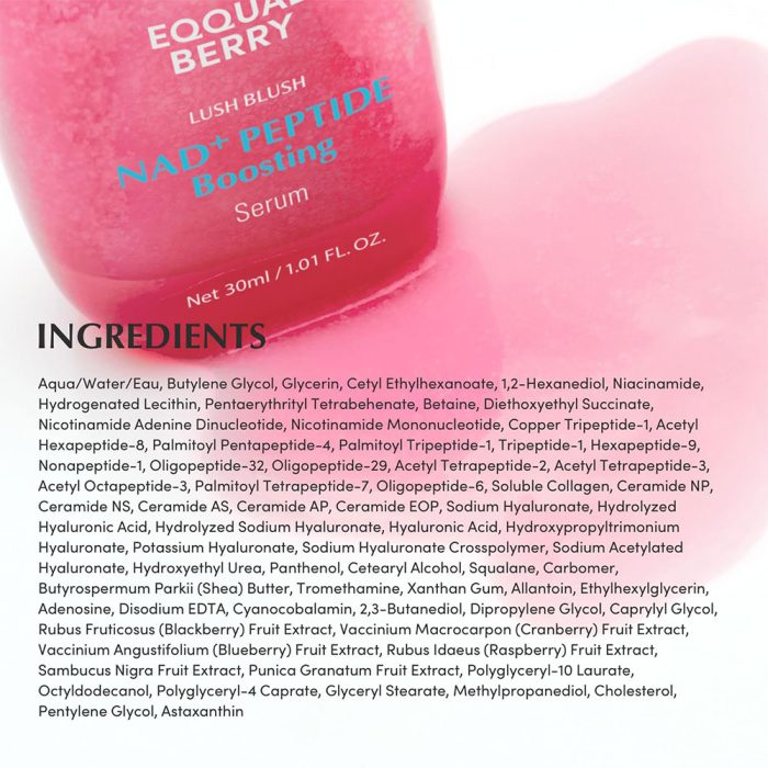  سرم پپتاید بوستینگ و +NAD اکوال بری ضد چروک و جوانساز پوست EQQUALBERRY NAD+ Peptide Boosting Smoothie Serum 