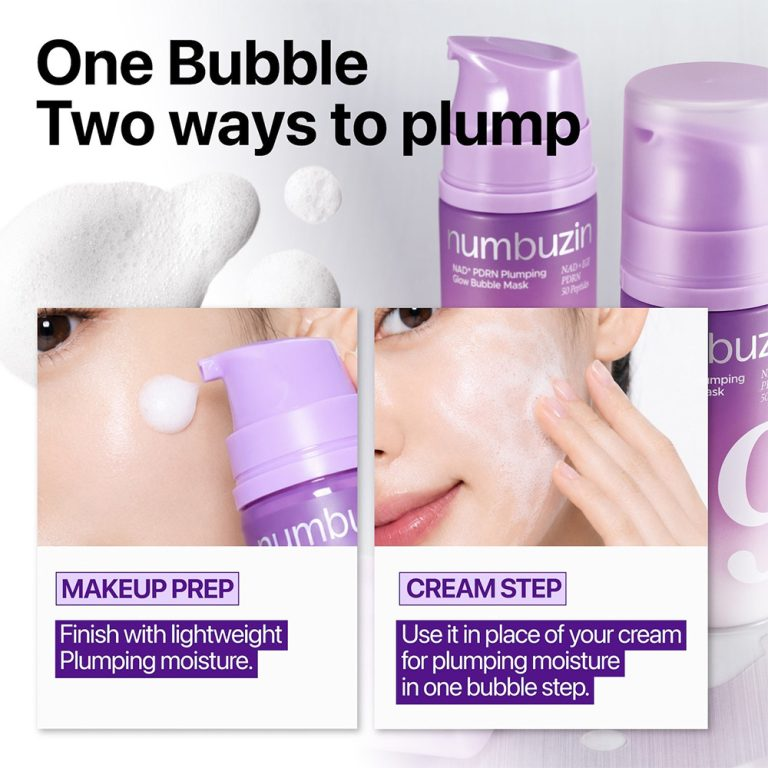  ماسک حبابی حجم دهنده و درخشان کننده PDRN و +NAD شماره 9 نامبوزین numbuzin No.9 NAD+ PDRN Plumping Glow Bubble Mask 
