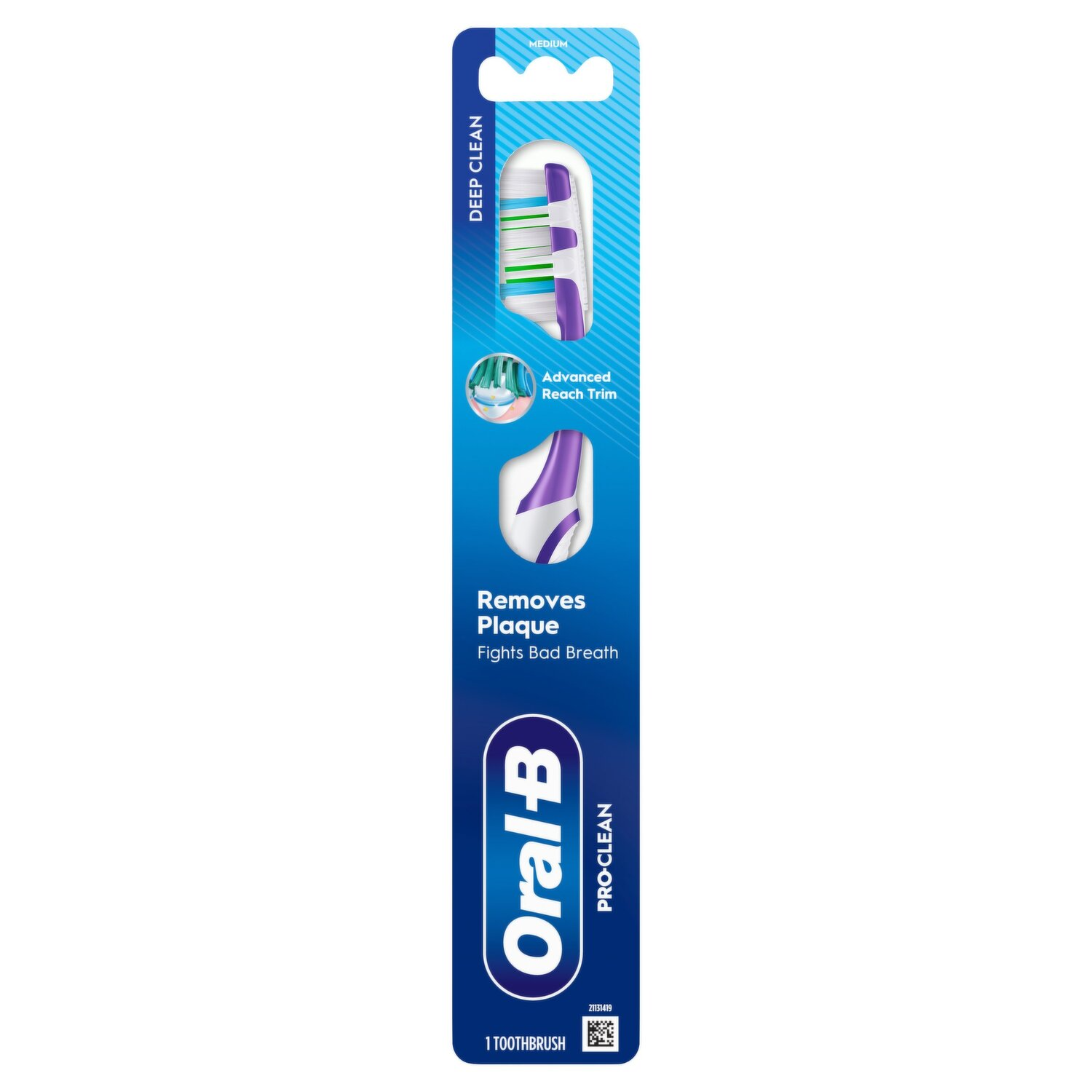  مسواک اورال بی مدل پرو کلین دیپ کلین ORAL-B PRO-CLEAN Manual Toothbrush – Removes Plaque & Fights Bad Breath – Medium 