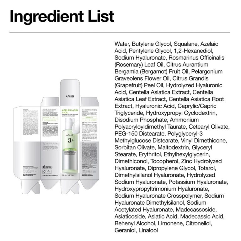  لوسیون مرطوب کننده آزلائیک اسید و سیکا آنوا تسکین دهنده، ضد جوش و ضد التهاب Anua Azelaic Acid Cica Skin Soothing Moistur 