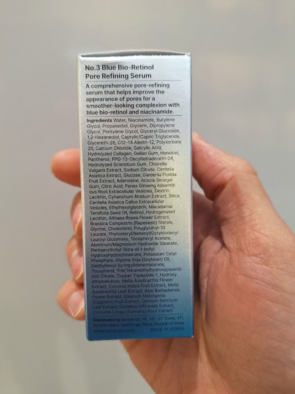 سرم کنترل منافذ بایو رتینول آبی و نیاسینامید شماره 3 نامبوزین Numbuzin No.3 Blue Bio-Retinol Pore Refining Ampoule 30ml