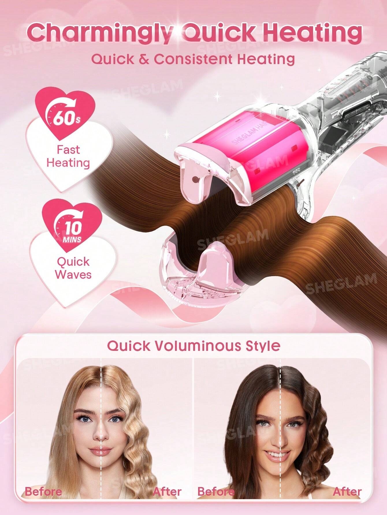  دستگاه ویو مو ساحلی شیگلم سایز 25 Cupid's Charm Beach Babe Hair Waver-25mm UK Plug 