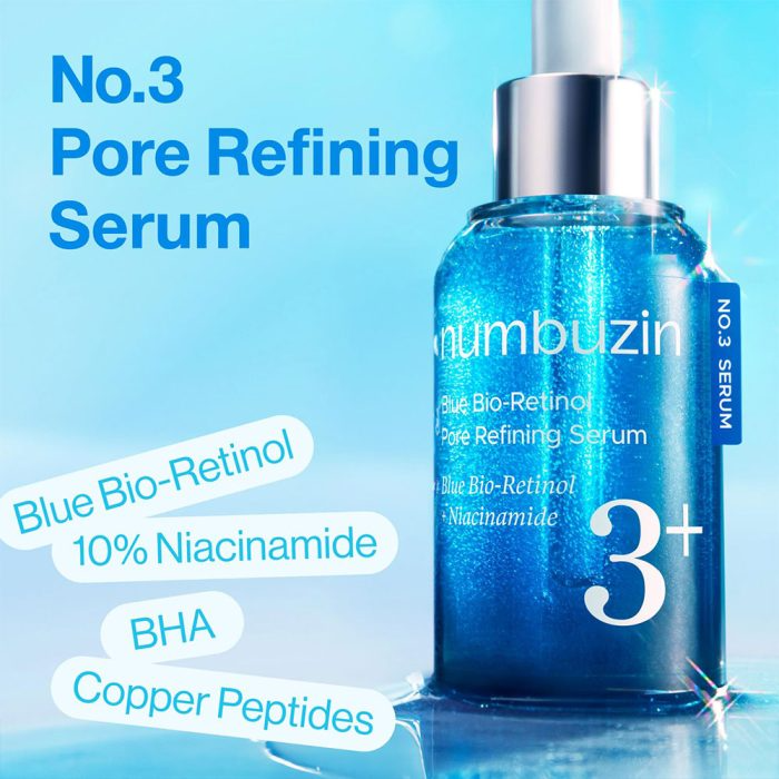 سرم کنترل منافذ بایو رتینول آبی و نیاسینامید شماره 3 نامبوزین Numbuzin No.3 Blue Bio-Retinol Pore Refining Ampoule 30ml