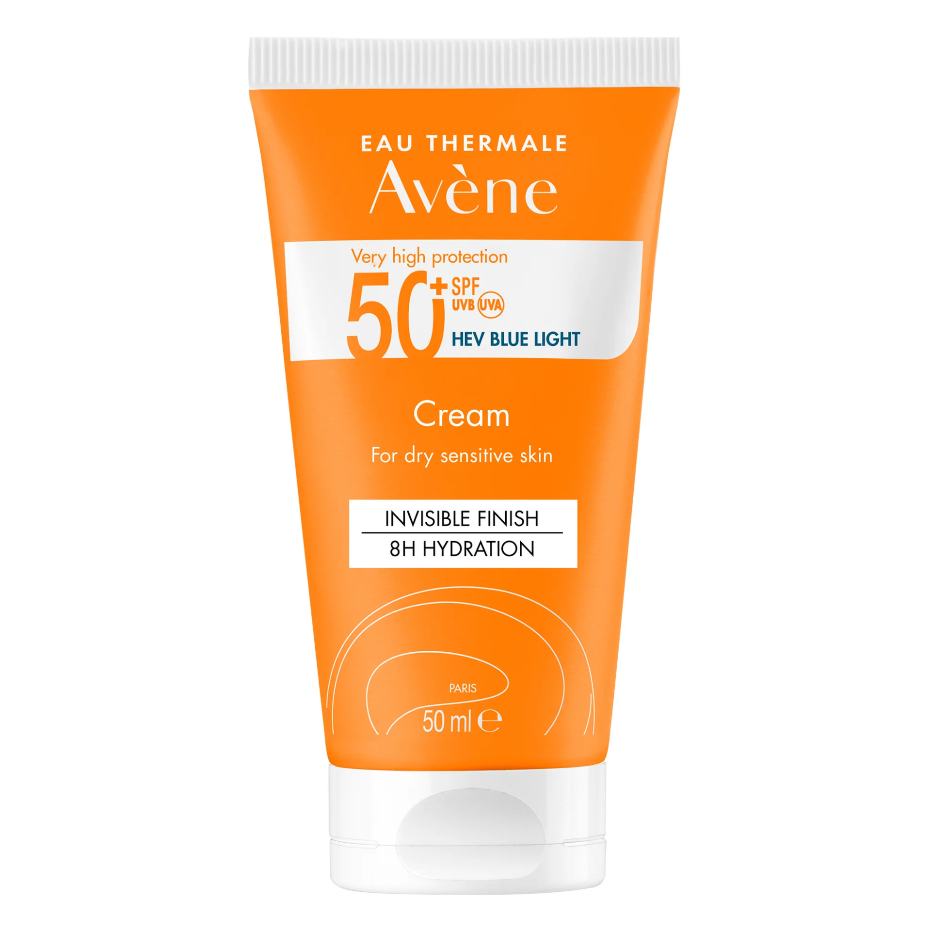  ضدآفتاب بی رنگ اون مناسب پوست خشک و حساس حجم 50 میل Avène Very High Protection Sun Cream SPF50+ for Dry, Sensitive Skin 