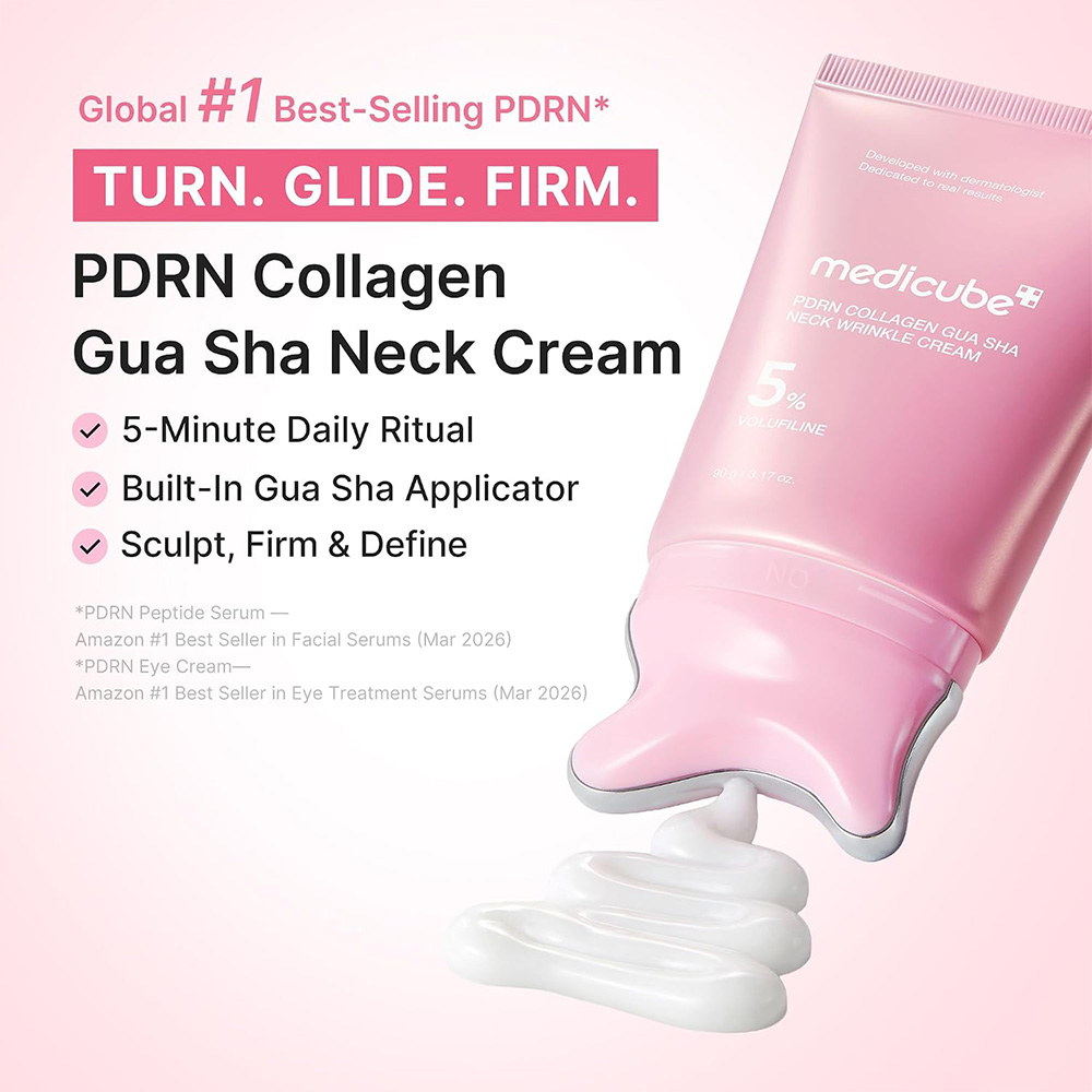  کرم گواشا مدی کیوب ضد چروک و فرم دهنده گردن حاوی کلاژن، PDRN و 5%ولوفیلین medicube PDRN Collagen Gua Sha Neck Wrinkle Cr 