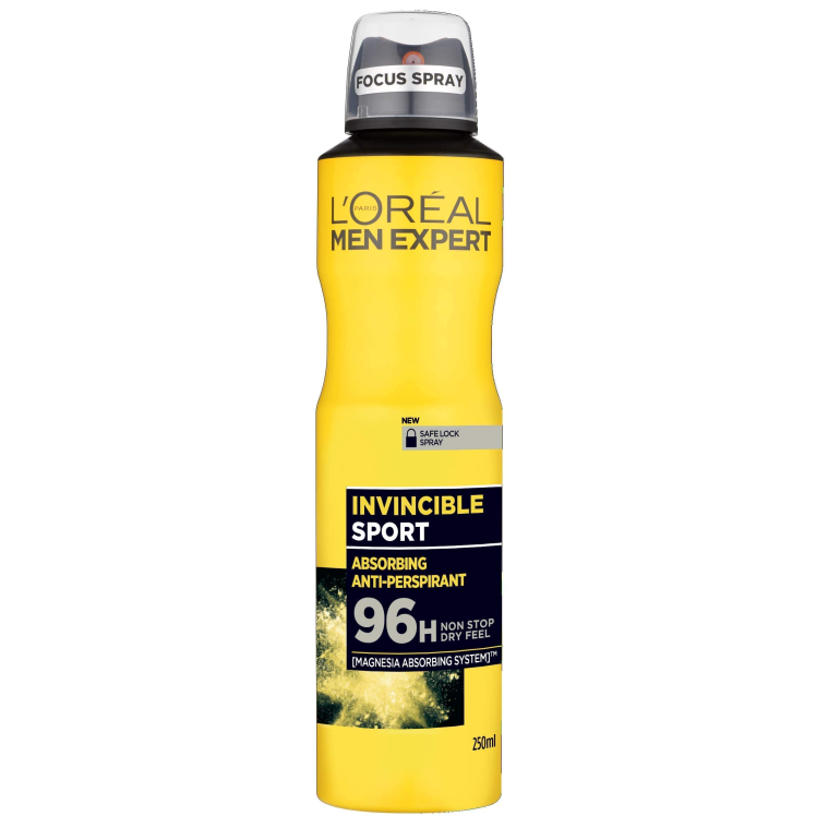 اسپری ضد تعریق لورال اینوینسیبل اسپرت 96 ساعته Loreal Invincible Sport 96H Anti Perspirant Spray