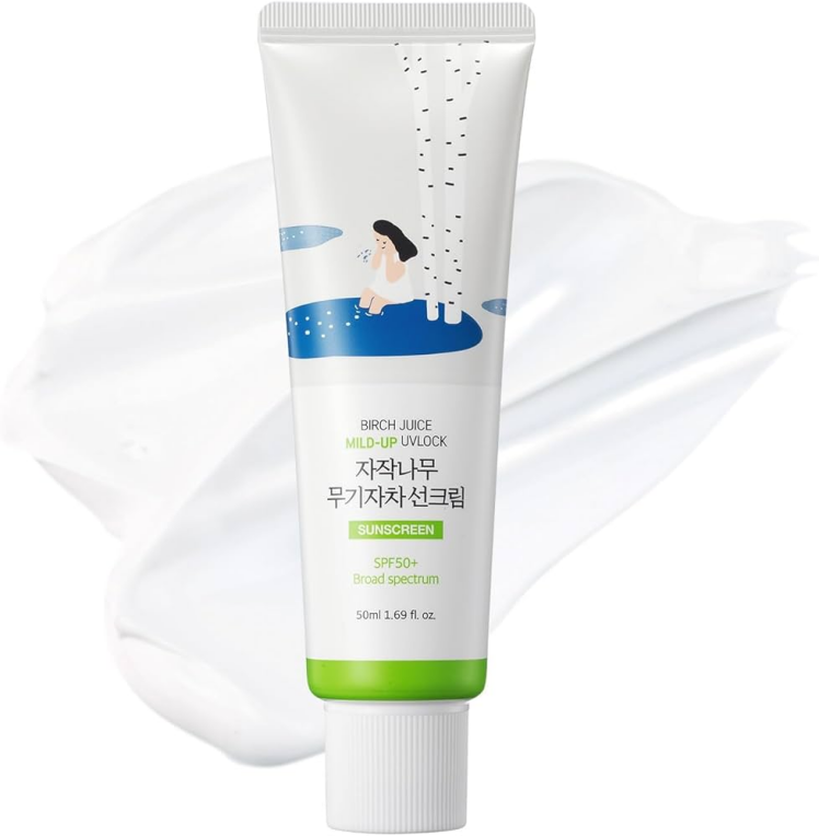 ضد آفتاب فیزیکی مرطوب کننده و تسکین دهنده راندلب ROUND LAB Birch Juice Moisturizing Mild-Up Sunscreen 50ml