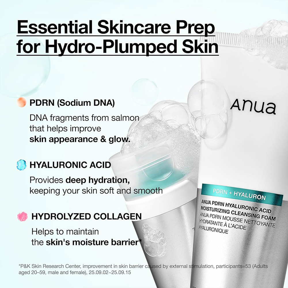  فوم شوینده ملایم PDRN و هیالورونیک اسید آنوا آبرسان و تقویت سد دفاعی پوست Anua PDRN Hyaluronic Acid Moisturizing Cleansi 