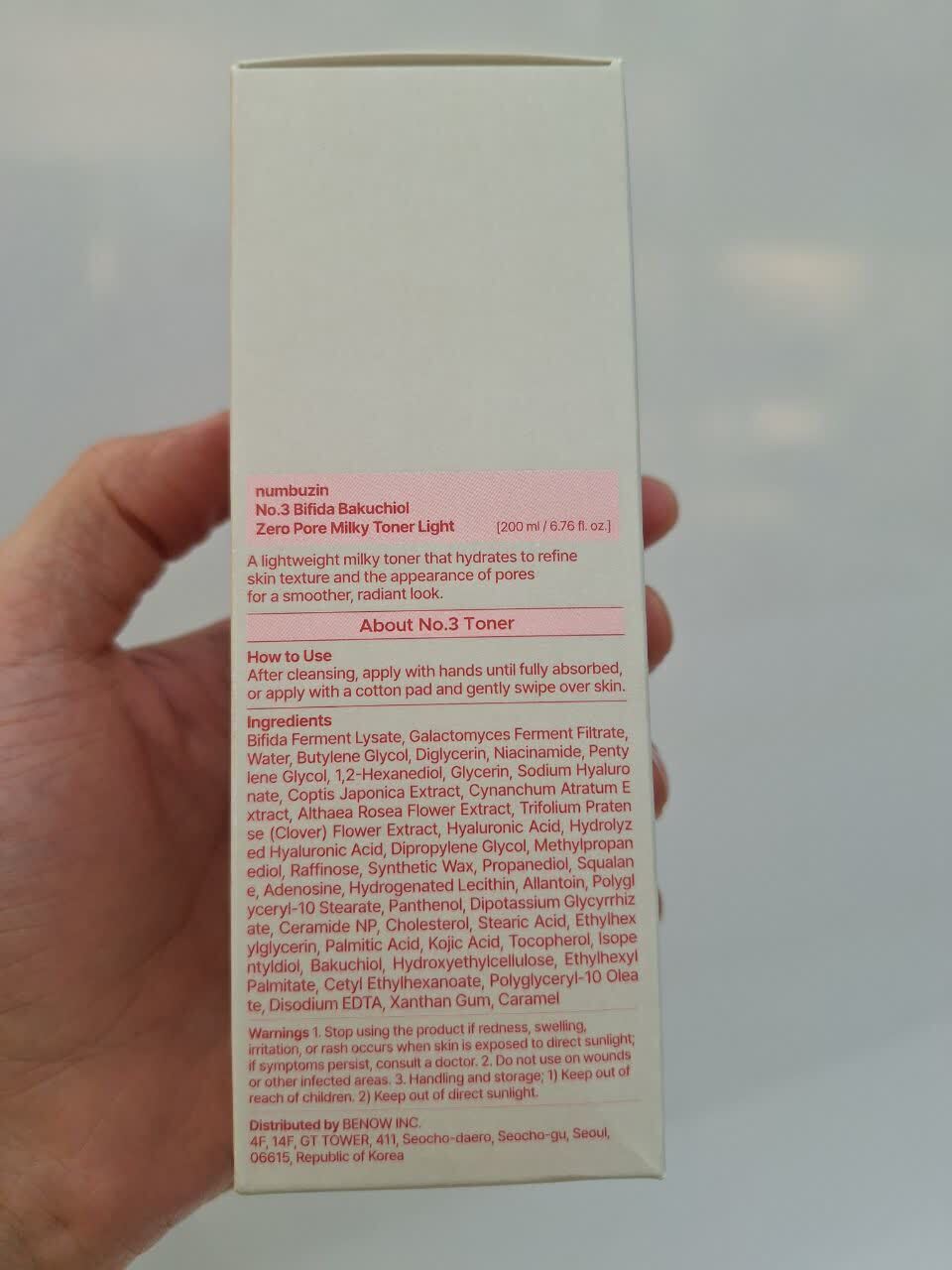 تونر شیری سبک نامبوزین شماره ۳ بیفیدا و باکوچیول (Zero Pore Milky Toner Light)
