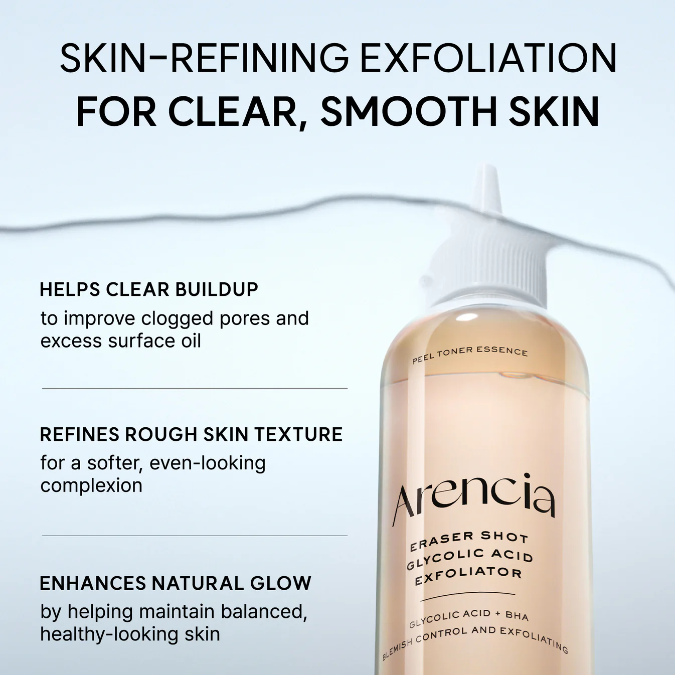  تونر لایه‌بردار و روشن کننده گلیکولیک اسید آریسیا اریزر شات Arencia Eraser Shot Glycolic Acid Exfoliator 