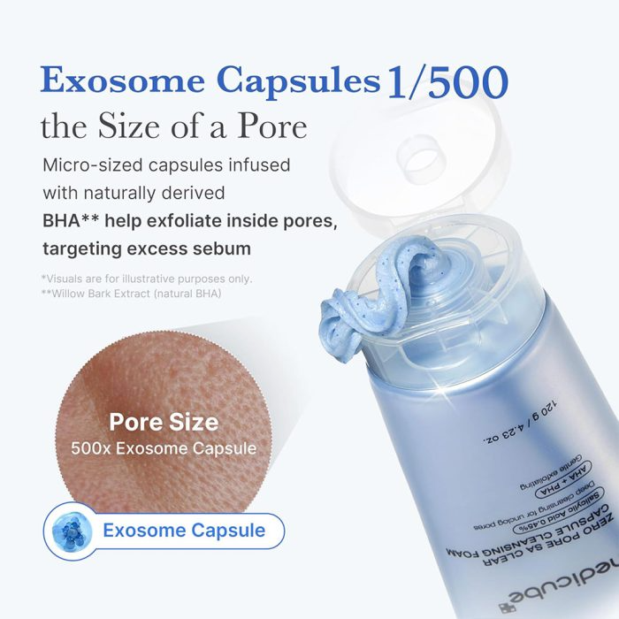 فوم شوینده کپسولی سالیسیلیک اسید مدی کیوب لایه بردار ملایم و کنترل منافذ پوست Medicube Zero Pore SA Clear Capsule Cleans