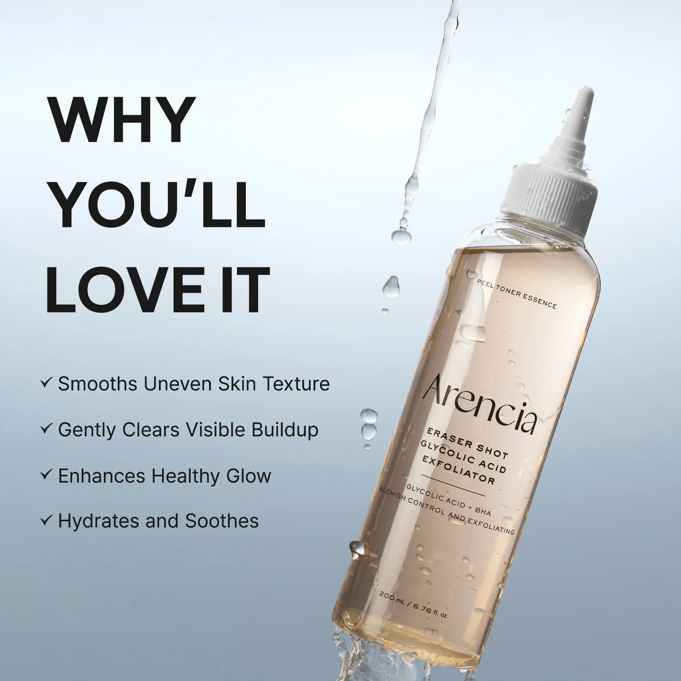  تونر لایه‌بردار و روشن کننده گلیکولیک اسید آریسیا اریزر شات Arencia Eraser Shot Glycolic Acid Exfoliator 