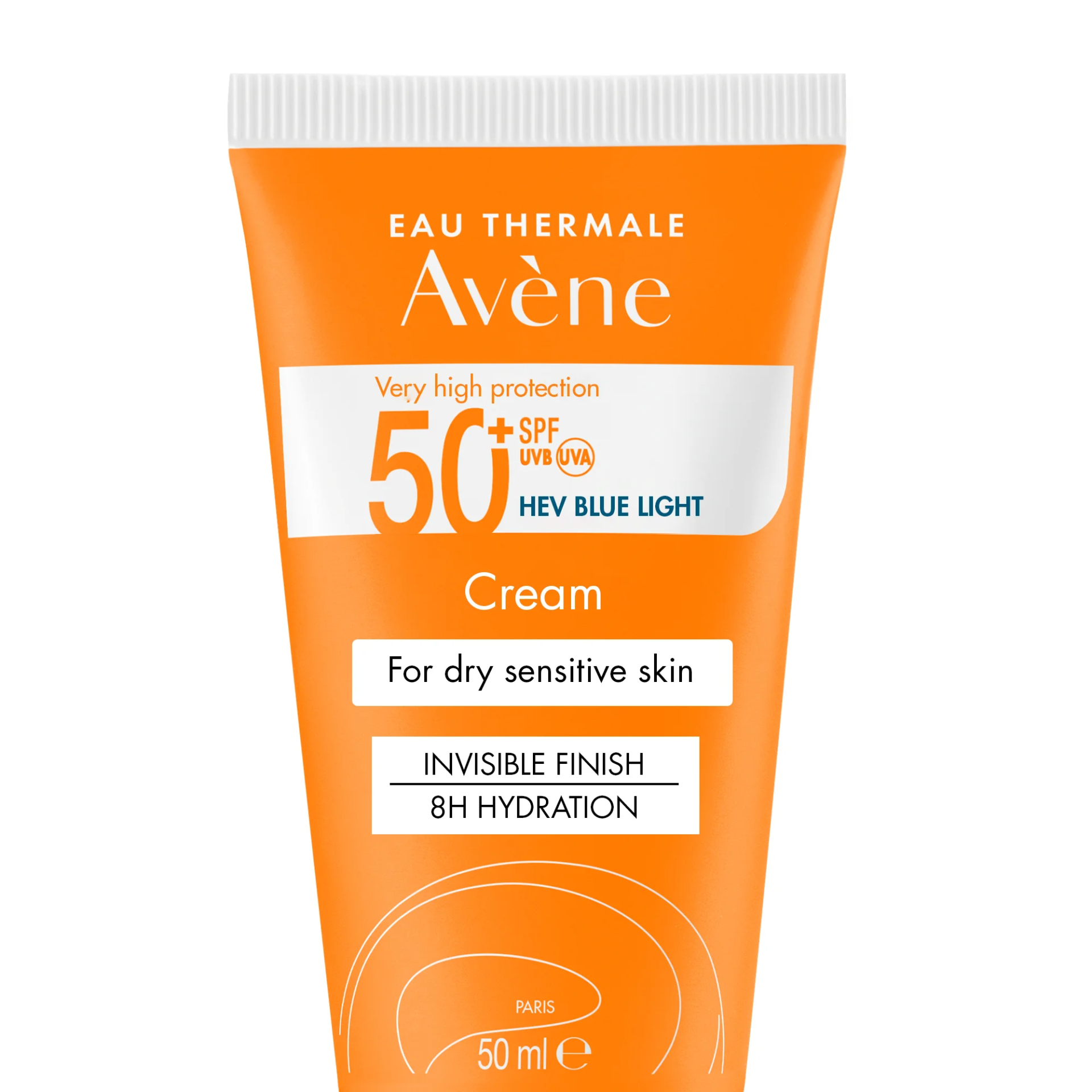  ضدآفتاب بی رنگ اون مناسب پوست خشک و حساس حجم 50 میل Avène Very High Protection Sun Cream SPF50+ for Dry, Sensitive Skin 