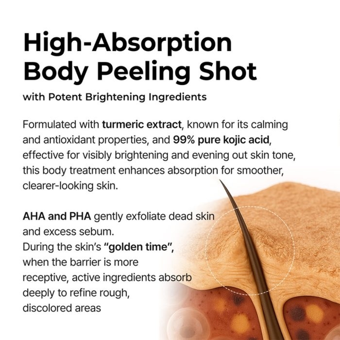 اسپری پیل شات کوجیک اسید دکتر ملاکسین لایه بردار و روشن کننده بدن Dr.Melaxin Peel Shot Exfoliating Kojic Acid Turmeric S 