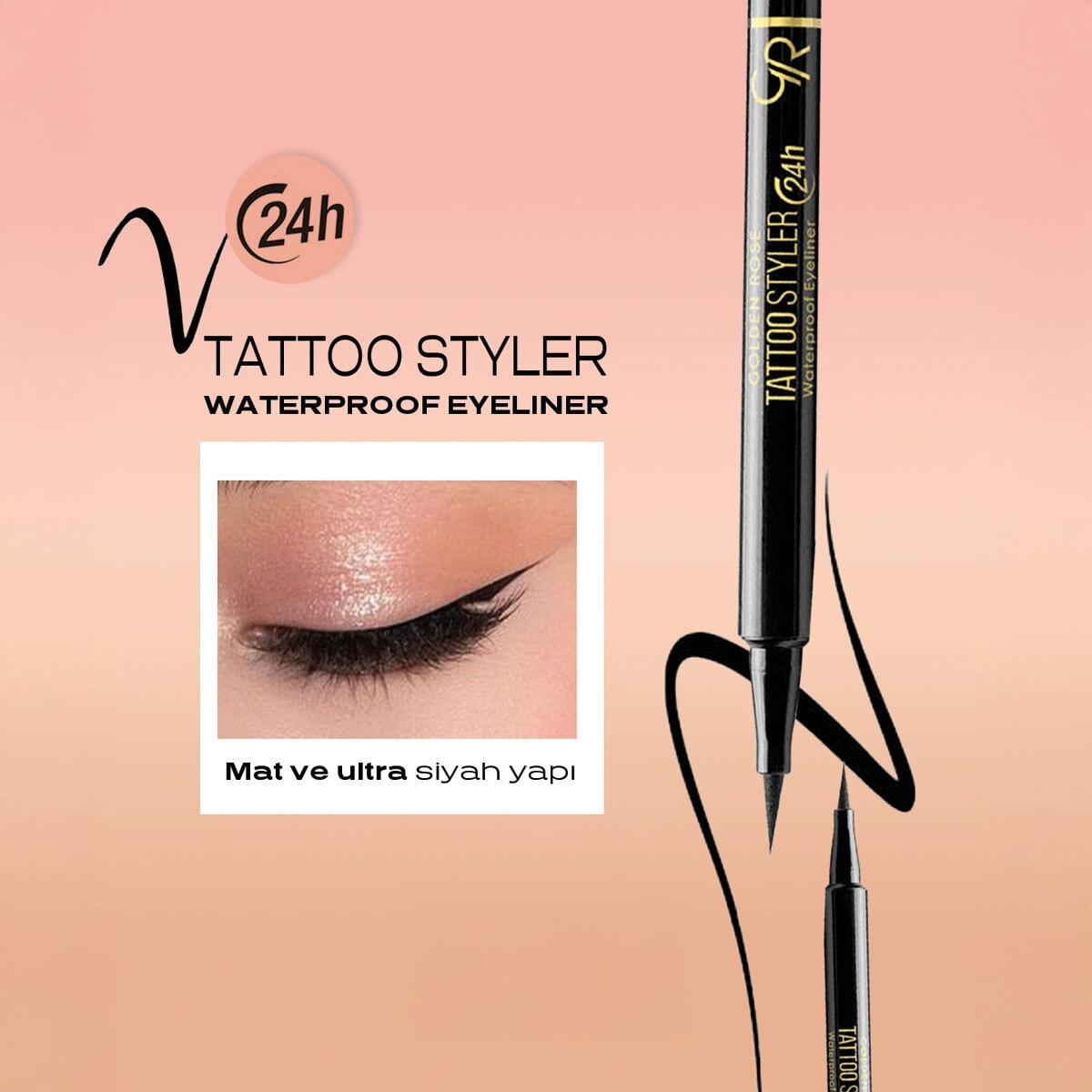  خط چشم تتو مدل ضد آب گلدن رزGolden Rose Tattoo Styler Waterproof Eyeliner 