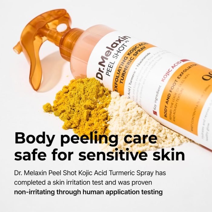  اسپری پیل شات کوجیک اسید دکتر ملاکسین لایه بردار و روشن کننده بدن Dr.Melaxin Peel Shot Exfoliating Kojic Acid Turmeric S 