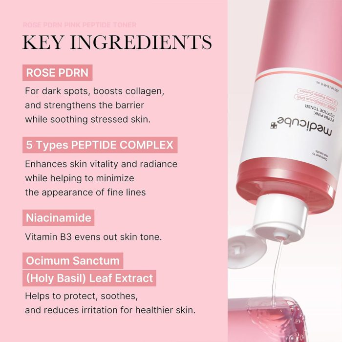  تونر صورتی تسکین دهنده و روشن کننده سیکا مدی کیوب MEDICUBE PDRN Pink Cica Soothing Toner 