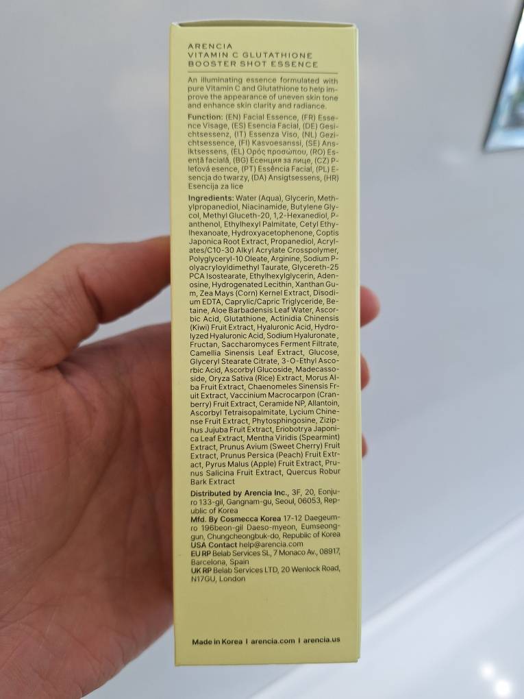  اسنس ویتامین سی و گلوتاتیون آرنسیا ضد لک، روشن کننده و تقویت سد دفاعی پوست Arencia Vitamin C Glutathione Booster Shot Es 