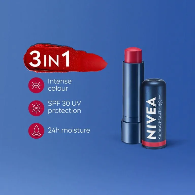 بالم لب 3 در 1 نیوا رنگ قرمز NIVEA Lip Caring Beauty Red 