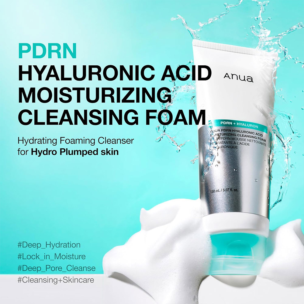  فوم شوینده ملایم PDRN و هیالورونیک اسید آنوا آبرسان و تقویت سد دفاعی پوست Anua PDRN Hyaluronic Acid Moisturizing Cleansi 