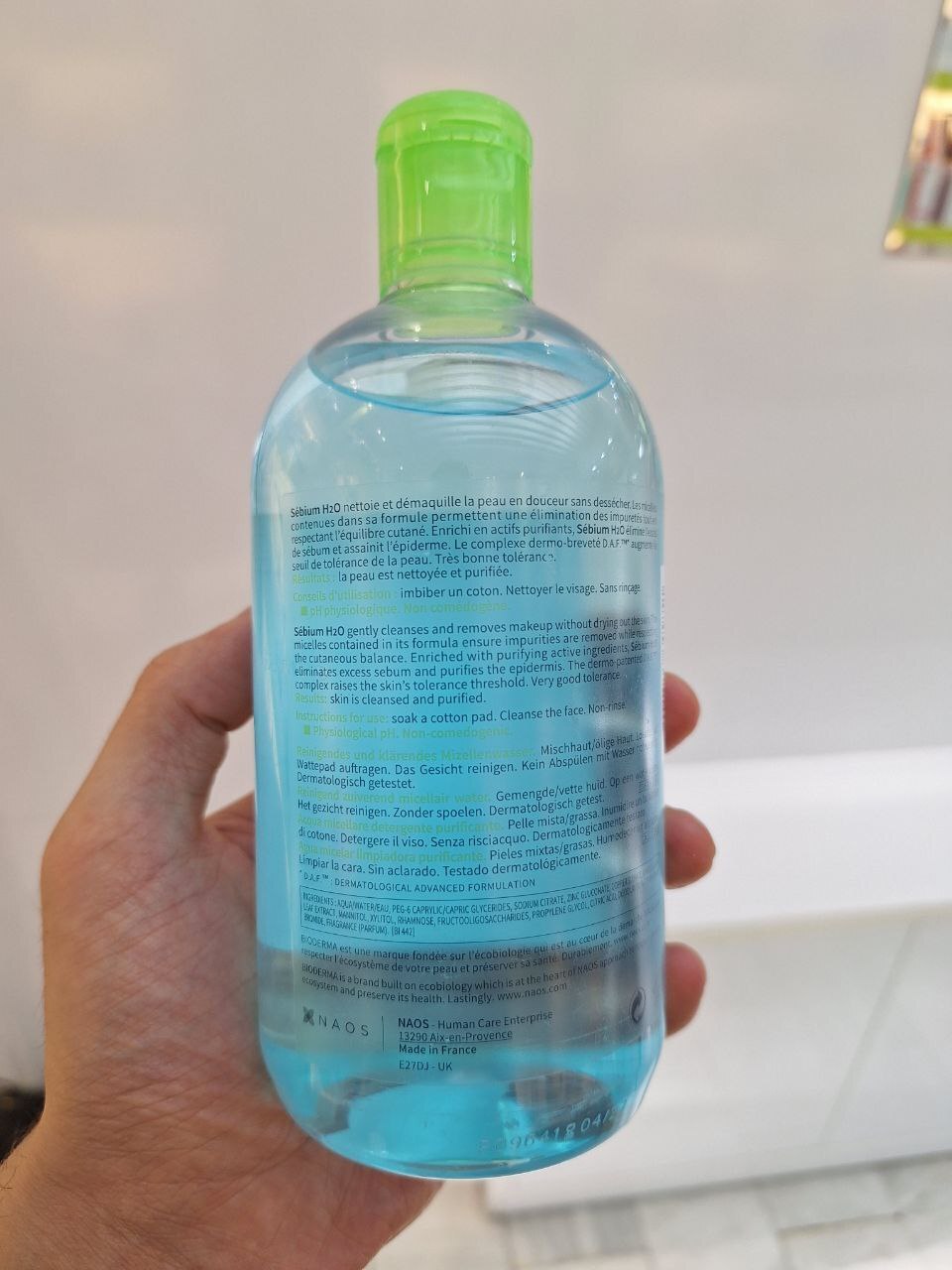  میسلار واتر پوست چرب و مختلط Sebium H2O بایودرما (سبز) 500 میل و 250 میل 