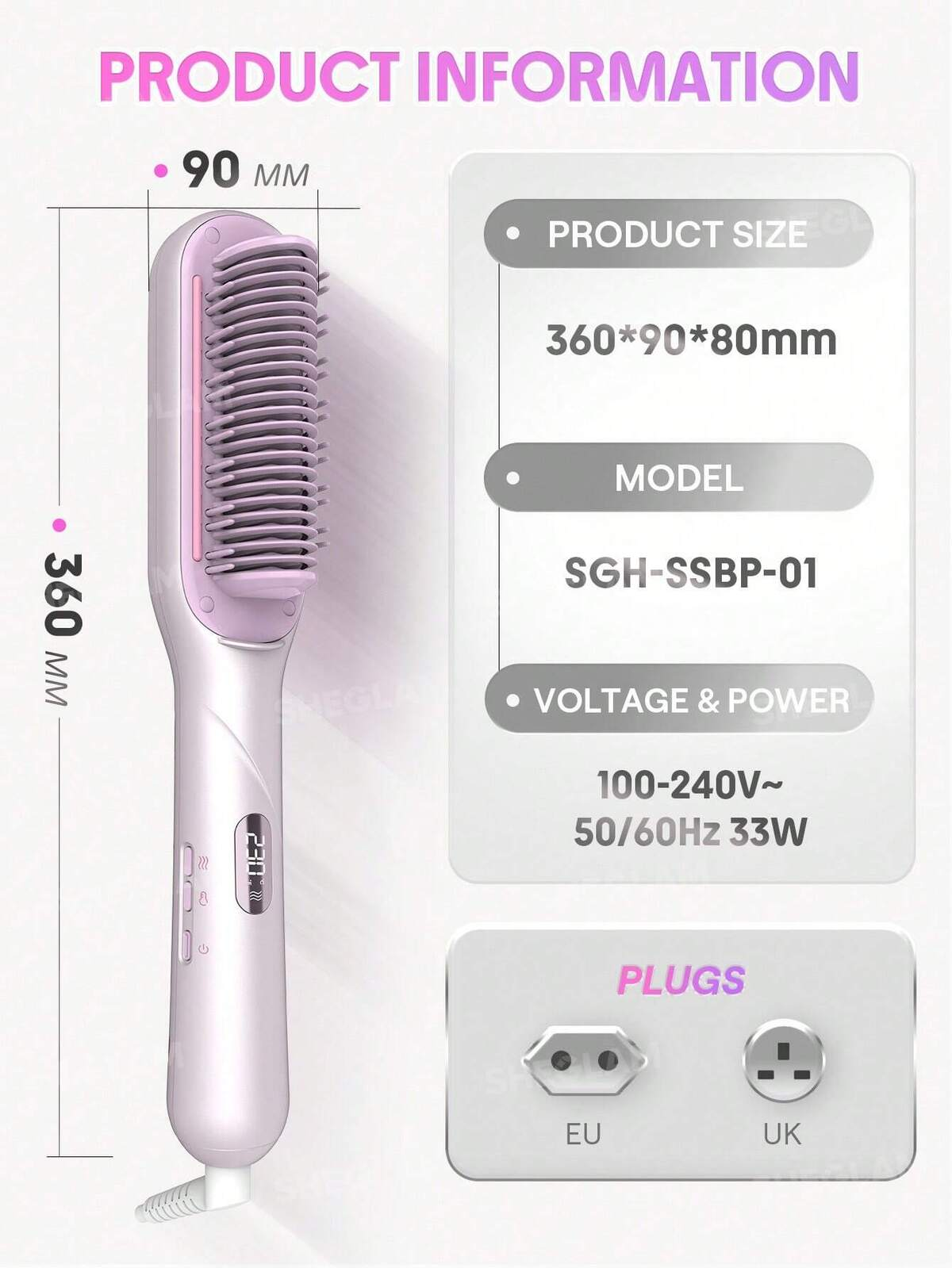  SHEGLAM Hydra Shot Steam Straightening Brush Pro برس اتو مو بخار حرفه‌ای هیدرا شات شیگلم – مدل Pro 