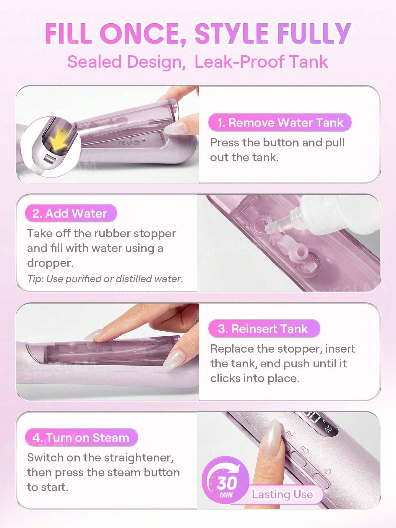  SHEGLAM Hydra Shot Steam Straightening Brush Pro برس اتو مو بخار حرفه‌ای هیدرا شات شیگلم – مدل Pro 