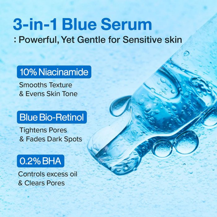 سرم کنترل منافذ بایو رتینول آبی و نیاسینامید شماره 3 نامبوزین Numbuzin No.3 Blue Bio-Retinol Pore Refining Ampoule 30ml