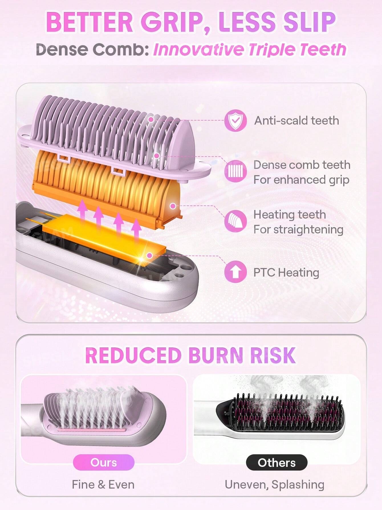  SHEGLAM Hydra Shot Steam Straightening Brush Pro برس اتو مو بخار حرفه‌ای هیدرا شات شیگلم – مدل Pro 