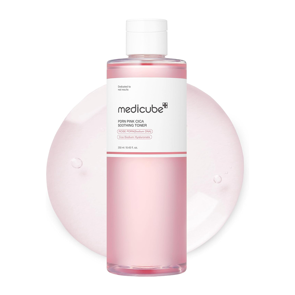  تونر صورتی تسکین دهنده و روشن کننده سیکا مدی کیوب MEDICUBE PDRN Pink Cica Soothing Toner 