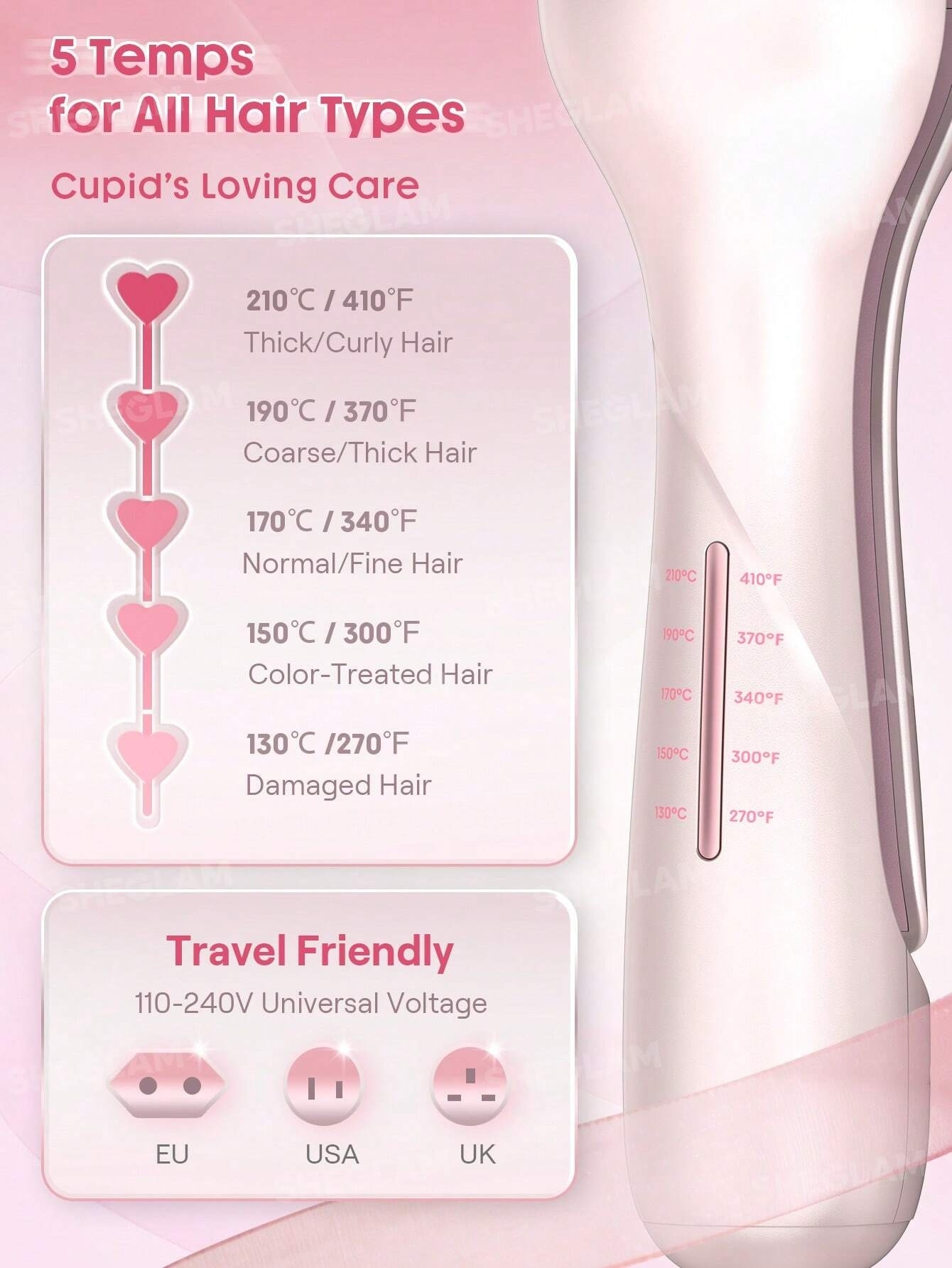  دستگاه ویو مو ساحلی شیگلم سایز 25 Cupid's Charm Beach Babe Hair Waver-25mm UK Plug 
