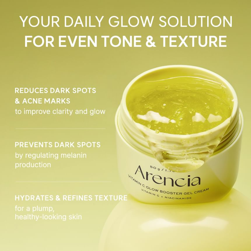  ژل کرم بوستر شات ویتامین سی آرنسیا آبرسان و روشن کننده قوی تیرگی ها Arencia Vitamin C Glow Booster Gel Cream 