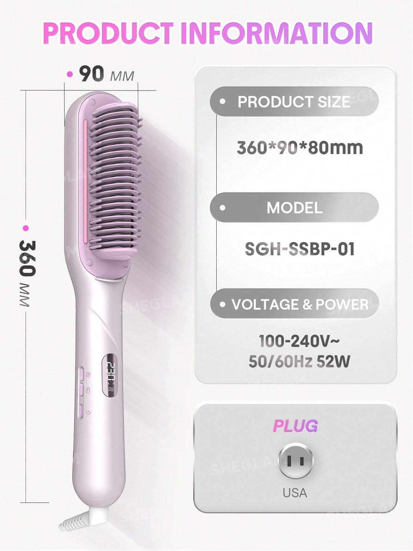  SHEGLAM Hydra Shot Steam Straightening Brush Pro برس اتو مو بخار حرفه‌ای هیدرا شات شیگلم – مدل Pro 