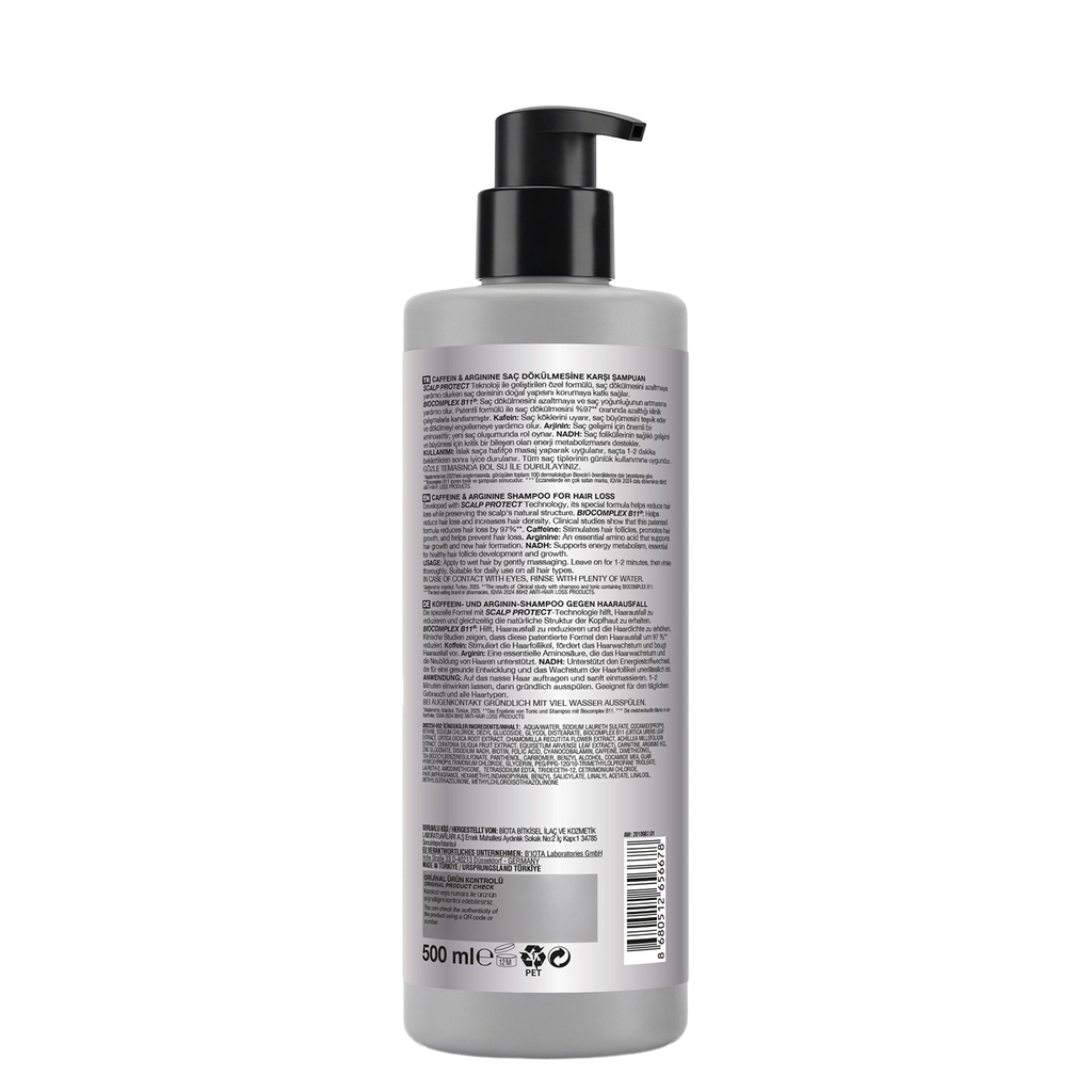  شامپو ضد ریزش بیوکسین Bioxcin حاوی کافئین و آرژینین حجم 500 میل Bioxcin Caffein Arginine Şampuan 500 ML 