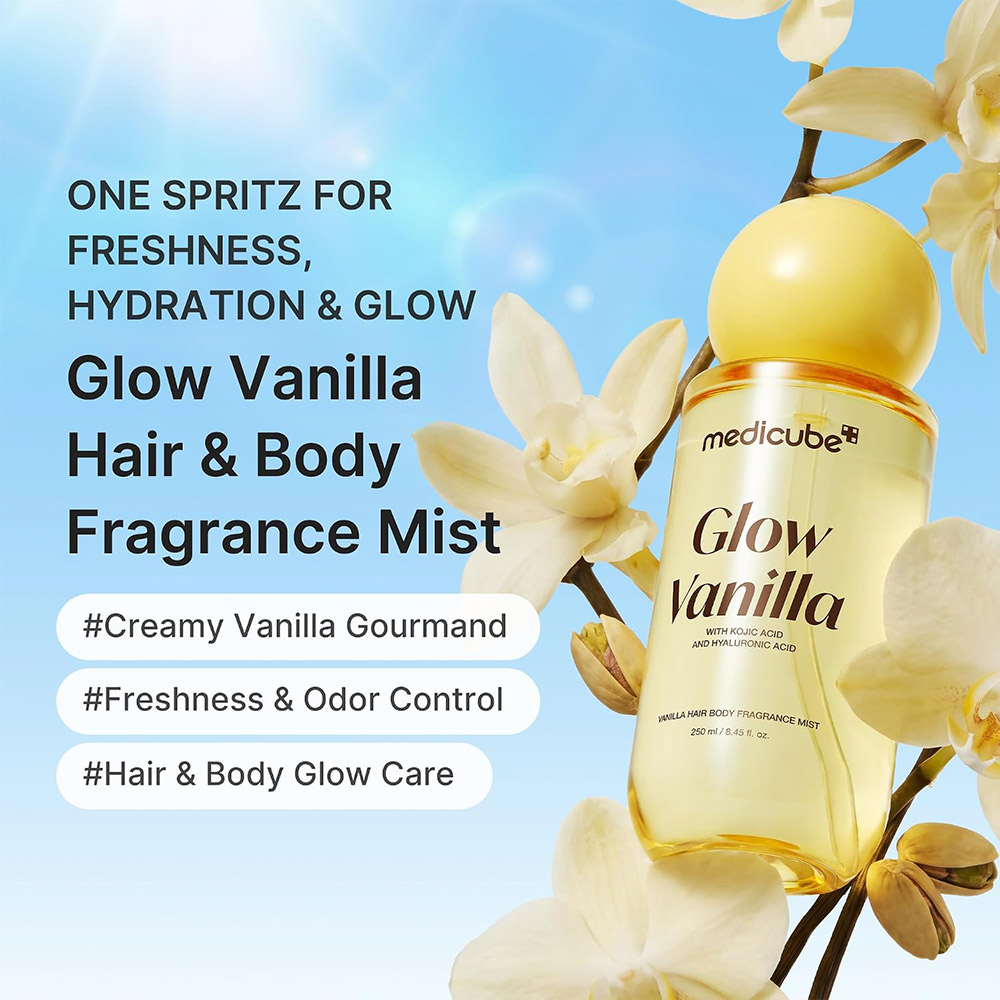  میست خوشبو کننده مو و بدن مدی کیوب با رایحه وانیل آبرسان و درخشان کننده پوست medicube Glow Vanilla Hair & Body Fragrance 
