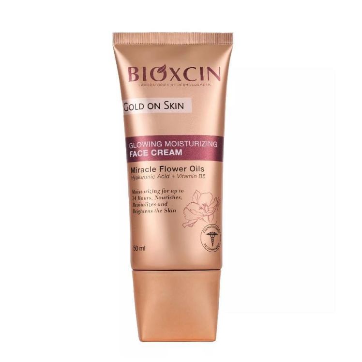 كرم مرطوب كننده و براق كننده لومی گلوشن بيوكسين Bioxcin مدل Gold On Skin حجم 50 ميل