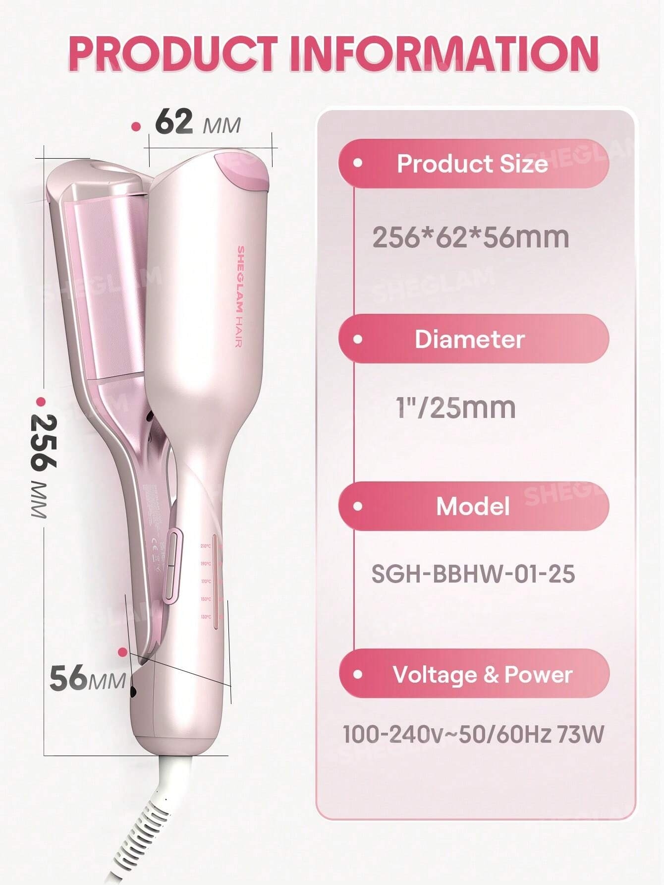  دستگاه ویو مو ساحلی شیگلم سایز 25 Cupid's Charm Beach Babe Hair Waver-25mm UK Plug 